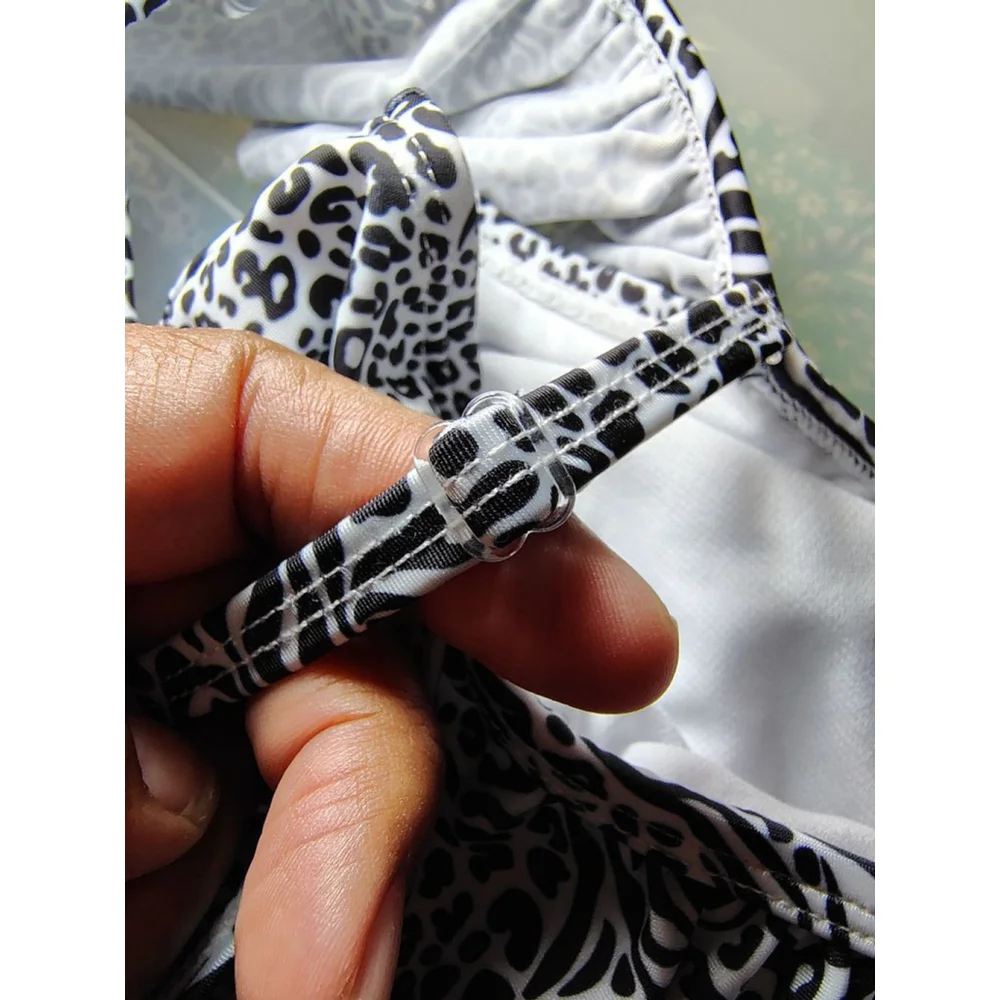 Calvin Klein Girls XL 16 Bikini Set Black White Animal Print 2 Piece Swim NWT